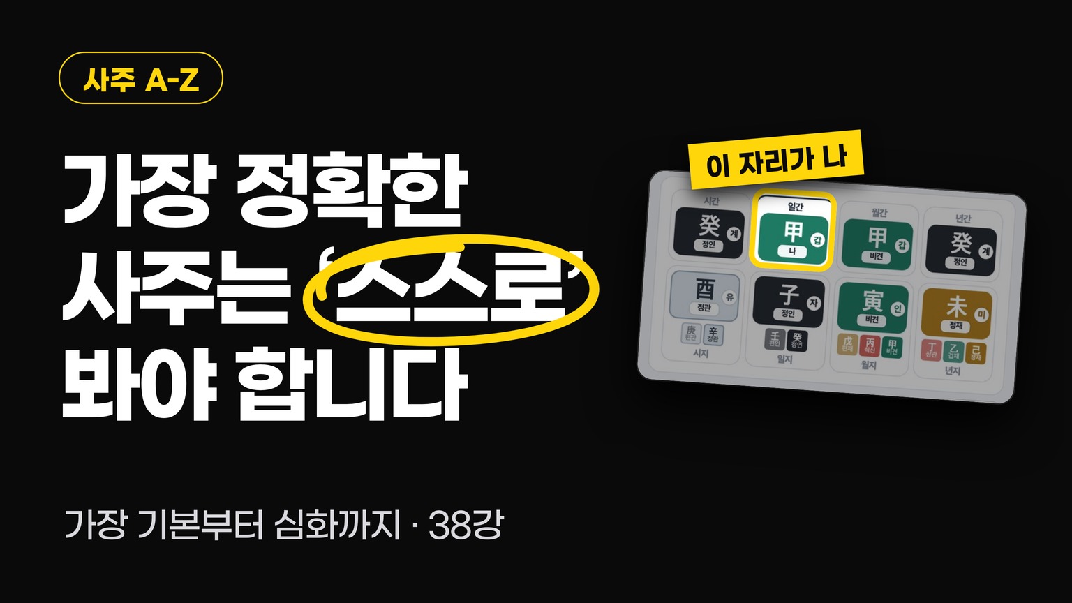 내 사주를 스스로 읽는 법을 38강에 담았습니다.